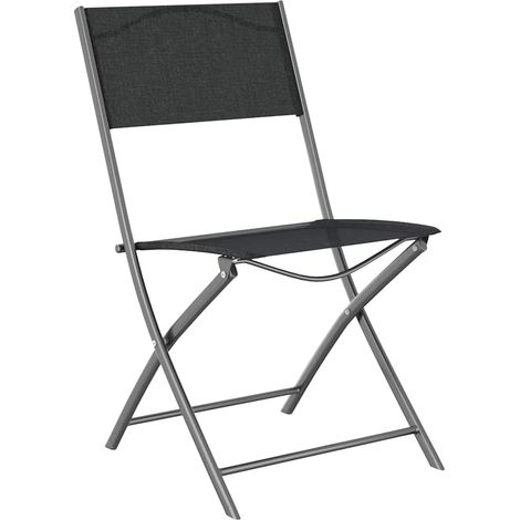 Lot de 2 Chaises de jardin et de camping pliables, Chaises de relaxation, Noir Acier et textilène OIB8351E (1/5)