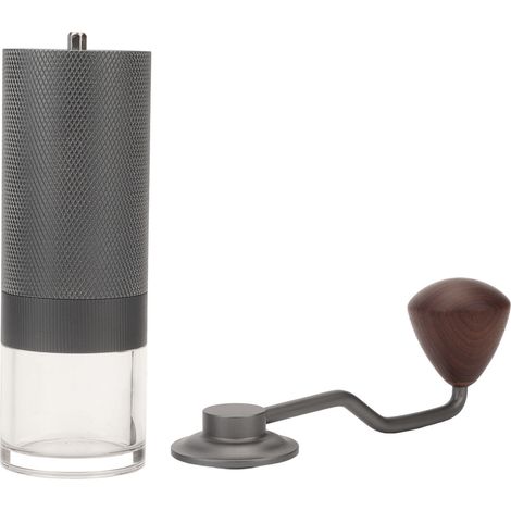Moulin à café manuel, mouture fine, poignée ergonomique, portable, idéal pour la maison, le bureau et les voyages (gris). (1/5)
