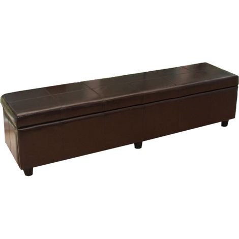 [NEUWERTIG] Bank Sitzbank mit Aufbewahrung Arezzo XXL, Leder + Kunstleder, 180x45x45cm braun