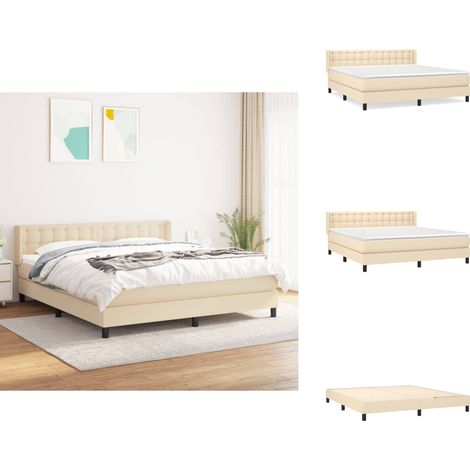 Boxspringbett mit Matratze Creme 160x200 cm Stoff - Boxspringbett - Betten - Schlafräume - Cremefarbenes Bett - Doppelbett (1/5)