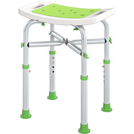 Sgabello da doccia con seduta imbottita regolabile 42.5 x 27 x 44-51.5 cm antiscivolo comfort elegante in polietilene bianco 210000882