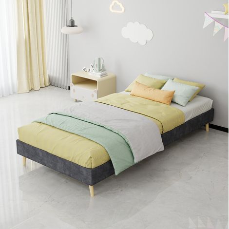 MEUBLIV Bettgestell 90x200 cm grau – flache Basis, ohne Kopfteil, ohne Matratze (1/5)