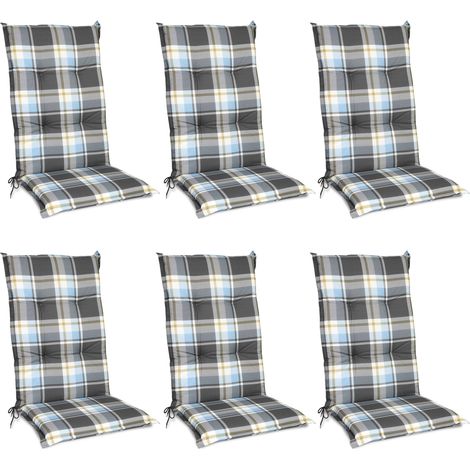 6er Set Beautissu Hochlehner Auflage Sunny 120x50x6cm Blau