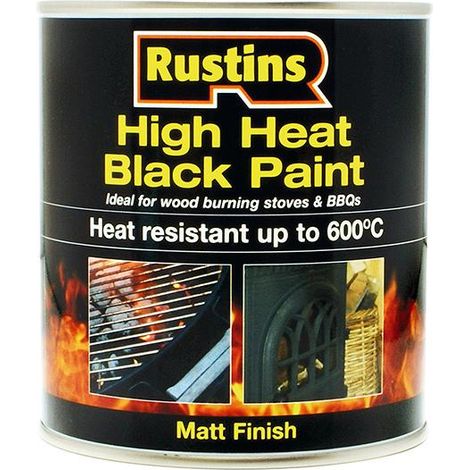 Rustins High Heat Black Paint 600°C, 500ml – Fast-Drying, High-Temperature Resistant Decorative Coating