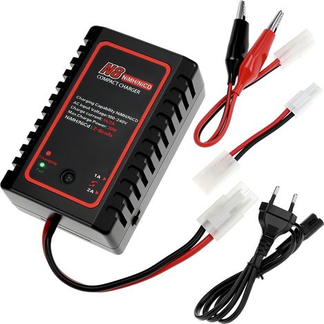 ® Chargeur N8 NiMH, Double Courant (1A/2A) pour Batteries NiMH/NiCD 2-8s (2.4V-9.6V) pour Drones, Voitures RC, Bateaux, Drones (1/5)