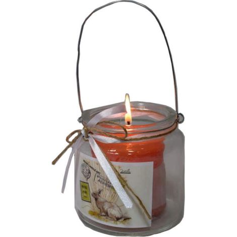 Candelabro in vetro con coniglietto nel manico, per appenderlo o trasportarlo. (1/2)