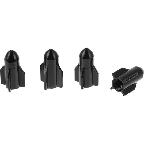4 Embouts De Valve De Pneu Décoratifs en Forme De Fusée 27Mm Cache-Poussière De Valve De Pneu pour La Plupart des Voitures Et Camions en Alliage D'Aluminium Noir (1/4)