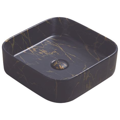 ONDEE ZEN - Vasque à poser carré LYS - Céramique Marbre noir - Dim : 37 x 37 x 11 cm (1/4)