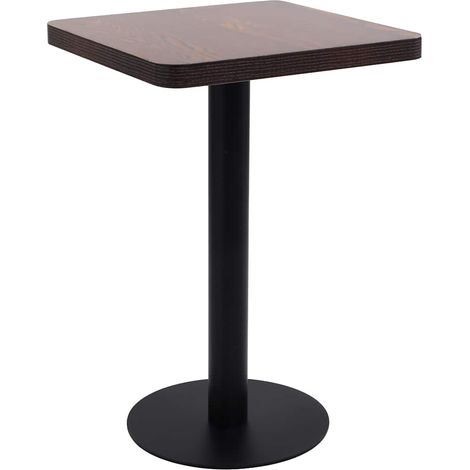 Table bistrot 2 personnes en MDF et acier marron foncé et noir 50 x 50 x 75 cm - PANGIVO (1/5)