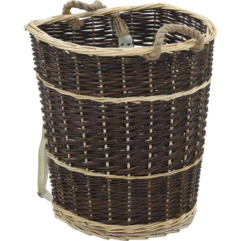 Cesto de leña con correas transporte sauce natural 44,5x37x50cm vidaXL