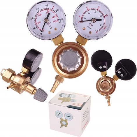 REDUCTOR DE CILINDRO DE GAS ARGÓN CO2 SOLDADURA 2 MANÓMETROS W21 (1/5)