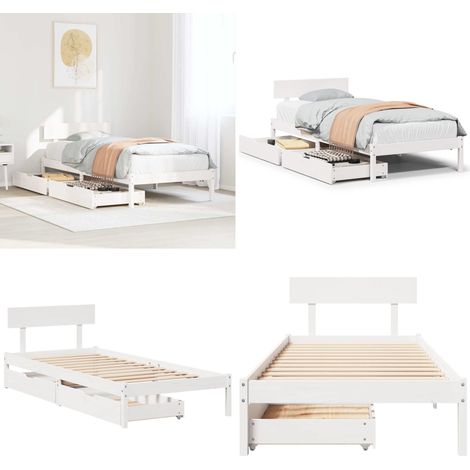 vidaXL Cadre de lit sans matelas blanc 75x190 cm bois de pin massif (1/5)
