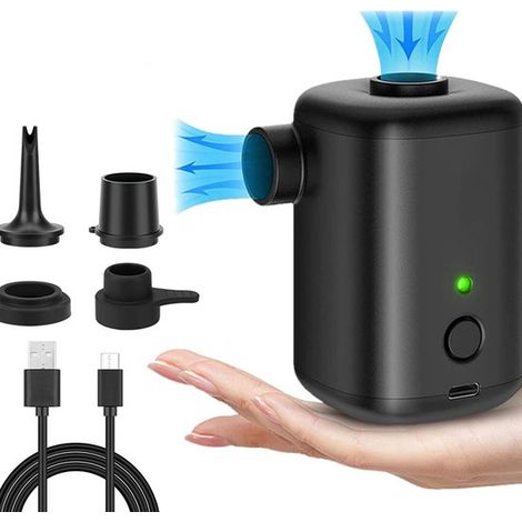 Bomba de aire y bomba de vacío eléctrica USB recargable con 4 boquillas diferentes y bolsa de almacenamiento, portátil para bolsas de vacío (1/5)