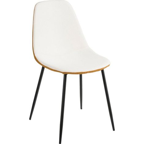 Chaise de salle à manger en polyester recyclé bicolore écru et ocre - 43 x 53 x 82 cm - PANGIVO (1/4)