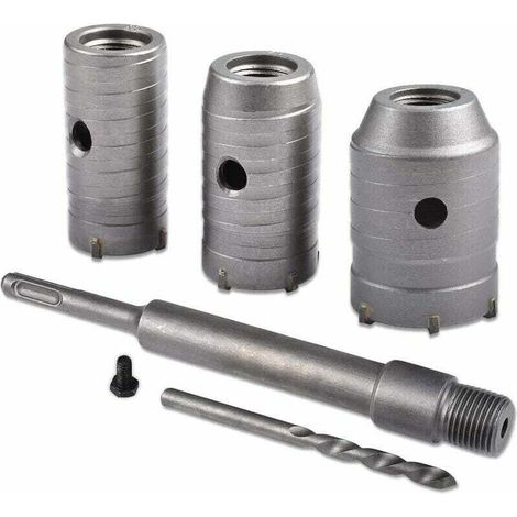 Lochsäge, Lochsäge Ø 30 mm, 40 mm, 50 mm, Lochsägen-Set, Beton-Lochsäge, 350 mm SDS Plus-Verlängerungsstange, Wolframkarbid-Lochsäge für Ziegel, Stein, Beton, Zement (runder Griff) (1/5)