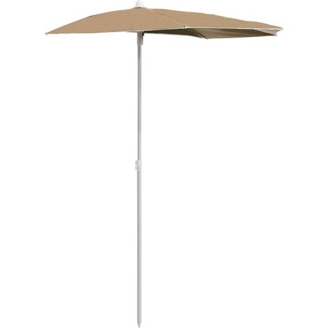 Maison Exclusive - Halb-Sonnenschirm mit Mast 180x90 cm Taupe (1/5)