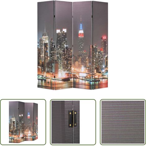 Raumabtrennung - Raumteiler klappbar 160 x 170 cm New York bei Nacht (1/5)