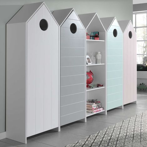 4 armoires Casami + bibliothèque Casami- rose/blanc/gris/vert