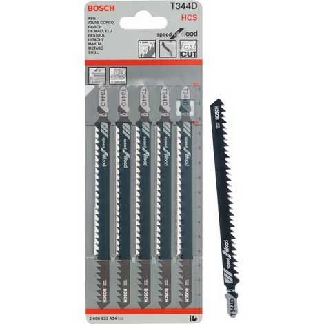 Bosch 2608633A34 T 344 D Speed for Wood Jigsaw Blade 152mm Pack of 5 BPAT344D