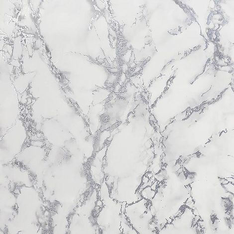 Carrara Marble Wallpaper White Grey Silver Glitter Shimmer Embossed Metallic (1/3)