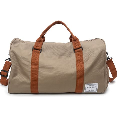 Sac de sport Gym, poignée confortable, compartiment à chaussures séparé, nylon stable, bandoulière, voyage et fitness, sac polochon kaki, design tendance. (1/5)