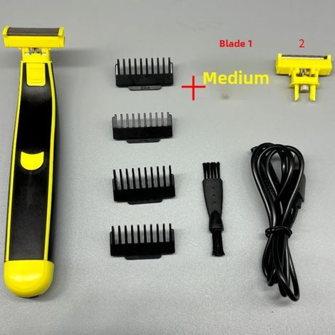 Elektrischer Rasierer für Herren, für trockene und nasse Haut geeignet, wiederaufladbar über USB (Standard + 2 Ersatzklingen, Schwarz)