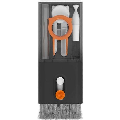 Kit de nettoyage 10 en 1 pour ordinateur : comprend une brosse de nettoyage pour appareil photo, tablette, écran et casque audio, ainsi qu’un extracteur de touches et de cartes magnétiques (noir). (1/5)