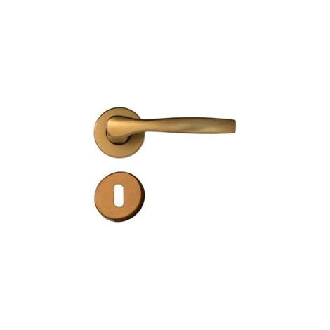 MANIGLIA ALU CON ROSETTA IN ALLUMINIO BRONZATO - 1 paio