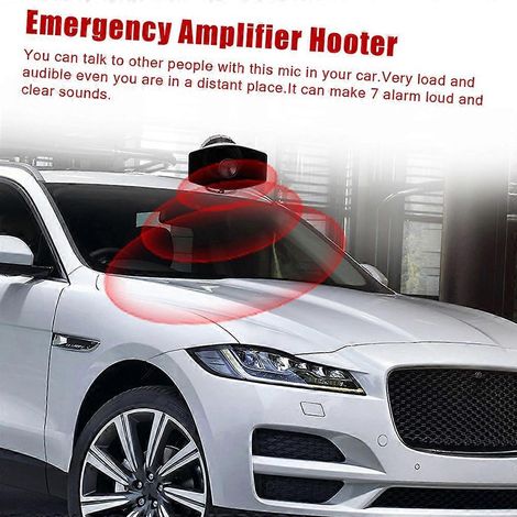 Megáfono para coche de 12 V, altavoz de 110 dB, bocina de alarma de 7 tonos para alarmas de incendio, ambulancias y sirenas de emergencia policiales. (1/5)
