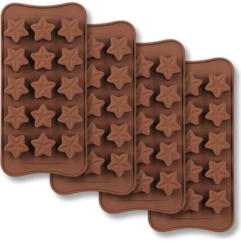 Moule à chocolat en forme d'étoile de 15 cavités, Ensemble de Moule en silicone de qualité alimentaire non collante pour gelée de bonbons, Cube de glace (1/5)