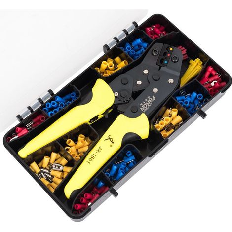Kit d'outils de sertissage pour pinces à bornes isolées, 24-14 AWG, 280 connecteurs de bornes, 40 attaches de câble (1/4)
