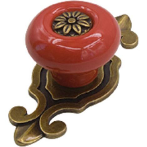 2 Pièces Poignée En Céramique Poignée De Porte Vintage Poignée D'armoire Classique Poignée De Tiroir Pour Cuisine Salon Chambre, Avec Vis De 2.5cm, Rouge