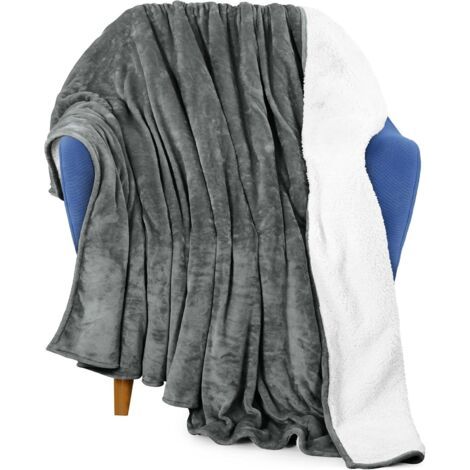 Sollbry Couverture Sherpa taille [gris, 90 x 140 cm] - Couverture réversible en polaire épaisse et chaude pour lit, canapé, camping et voyage (1/5)