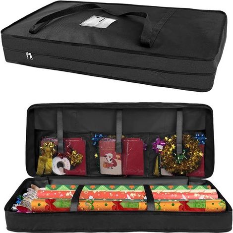 Sac de rangement pour papier cadeau - pour rubans cadeaux, nœuds, décorations, accessoires (82 x 13 x 34 cm) - Sacs de rangement - organisateur à 3 (1/5)