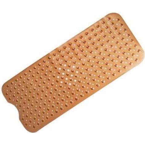 1 tapis de bain antidérapant Extra long 100 x 40 cm Ventouses puissantes et traitement anti-moisissures Lavable en machine Convient aux enfants et aux personnes âgées Transparent, clair, marron t (1/5)