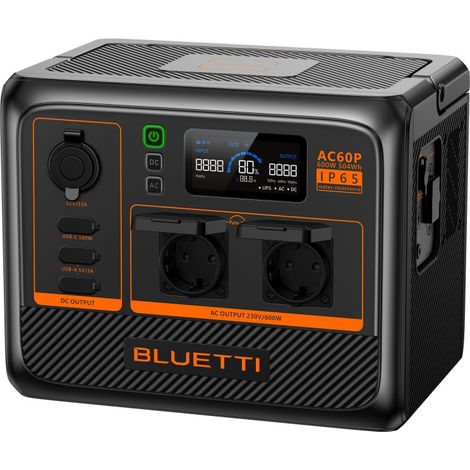 BLUETTI AC60P Estación de Energía Portátil 600W 504Wh, Carga Rápida y Compacta (1/5)