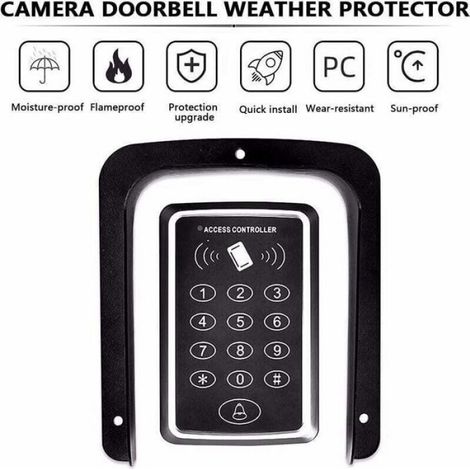 Couvercle sonnette métal – Acier laminé à froid résistant intempéries – Pour Ring, caméra vidéo – Noir 16x14cm (1/4)