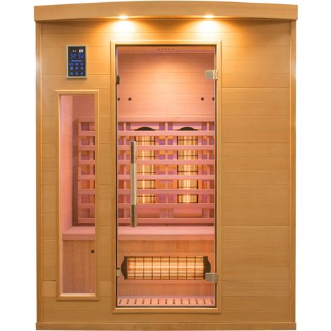Sauna Finlandese ad Infrarossi 3 Posti 153x128 cm H190 in Legno di Abete Apollon 3 (1/5)