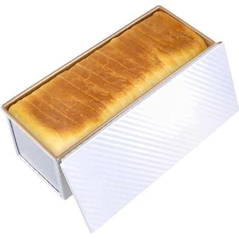 Teglia grande antiaderente in lega di alluminio con coperchio (1200 g) - Teglia rettangolare per pane tostato, sandwich e torte (37x12x12 cm) (1/5)