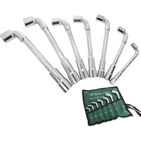set cle a pipe 6 pans 8mm 10mm 12mm 13mm 14mm 17mm 19mm 7pcs, douille a pipe, clé à pipe, clé a pipe, clef a pipe CRV acier au chrome vanadium
