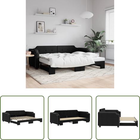 vidaXL Sofa-Bett - Tagesbett Ausziehbar Schwarz 90x190 cm Stoff (1/5)