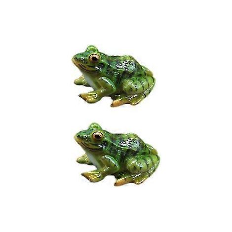 SZTXJ Lot de 2 mini-statues de grenouilles en résine, sculptures animales, décoration intérieure et extérieure pour jardin, terrasse, cour, micro-paysage, ornements pour jardin féérique, 6,5 x 5,5 x 3 (1/4)