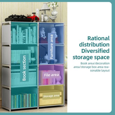 Étagère à livres à 5 niveaux, bibliothèque haute de rangement à 8 cubes, support vertical autoportant assemblé pour chambre à coucher/salon, bureau, placard, étude (1/5)