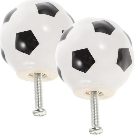 Healeved Lot de 2 boutons meuble modernes en céramique, motif football, pour armoires et penderies.