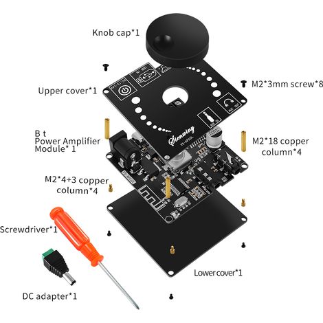 Module de carte d'amplificateur audio numérique BT 5.1 à 2 canaux, réglage des tonalités hautes et basses, prise en charge du contrôle par application de téléphone portable, entrée de carte son de dis (1/5)