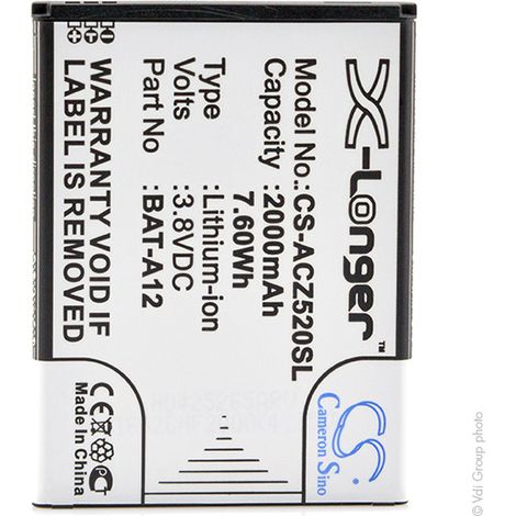 NX - Batterie téléphone, smartphone, GSM pour Acer 3.8V 2000mAh - BAT-A12BAT-A12(1ICP4/