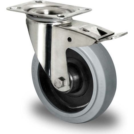 CASCOO Lenkrolle mit Totalfeststeller ø 200 mm Serie R4E2 Rollenlager Edelstahl