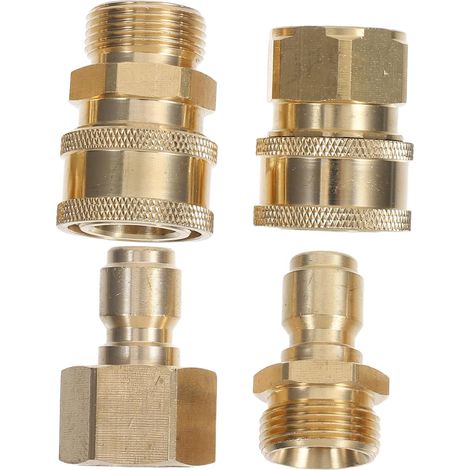 Kit Adaptateur 3/8 pour Nettoyeur Haute Pression avec Raccords Rapides en Laiton, Accessoires Tuyau 4 Pièces pour Station de Lavage Domestique et Industrielle, Connexion Facile (1/5)