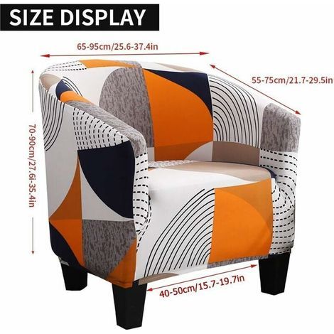 Housse de Fauteuil Cabriolet Imprime phe Motif géométrique Housse de canapé Relax Club Chaise de Baignoire Housse de Fauteuil Extensible Polyester (1/4)