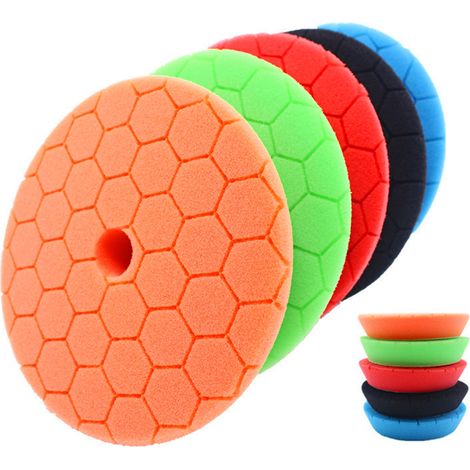 Lot de 5 tampons polissage mousse 15 cm pads lustrage auto réutilisables pour cirer polir compounding voiture bateau (1/5)